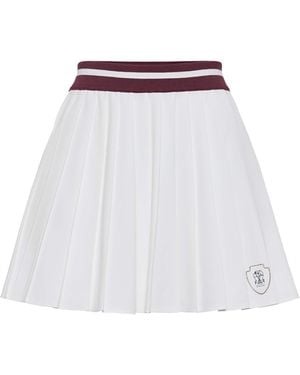 Brunello Cucinelli Techno Poplin Pleated Mini Skirt - White