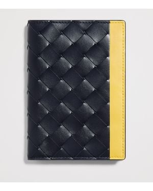 Bottega Veneta Leather Intrecciato Passport Holder - Blue