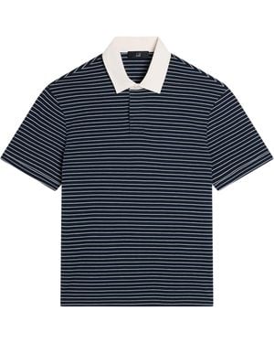 dunhill Cotton Stripe Polo Shirt - Blue