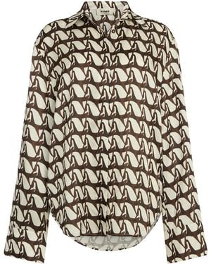 Aeron Satin Graphic Print Stallion Shirt - White