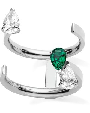 Repossi Diamond And Emerald Toi Et Moi Ring - Metallic
