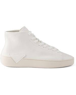 Prada Leather Court High-Top Trainers - White