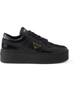 Prada Leather Downtown Bold Trainers 50 - Black