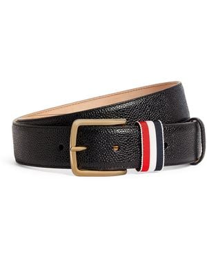 Thom Browne Leather Tricolour Belt - Black