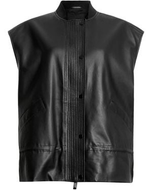 AllSaints Leather Sofi Lea Gilet - Black
