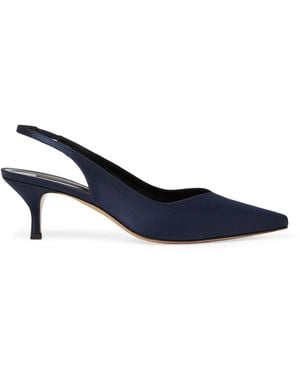 Marina Rinaldi Satin Leningrado Slingback Heels 50 - Blue