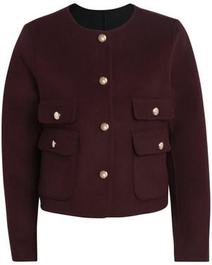 Maje Wool-Blend Reversible Bomber Jacket - Red