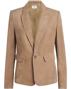 FRAME Suede Sleek Blazer - Brown