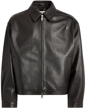 Cole Buxton Leather Bomber Jacket - Black