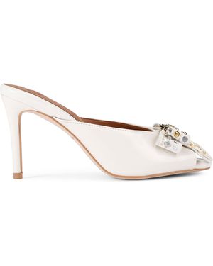 Kurt Geiger Leather Belgravia Stud Bow Heeled Mules - White