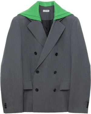 Loewe Wool Layered-Sweater Effect Blazer - Grey