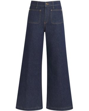 PAIGE Harper Ankle Pocket-Detail Wide-Leg Jeans - Blue