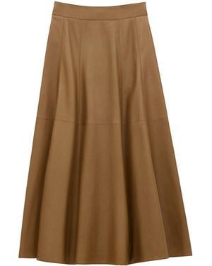 Saint Laurent Lambskin Maxi Skirt - Natural