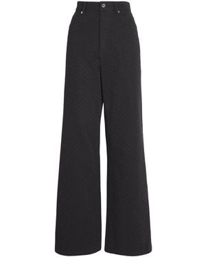 Sandro Embellished Wide-Leg Jeans - Black
