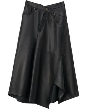 Loewe Cotton Asymmetric Midi Skirt - Black