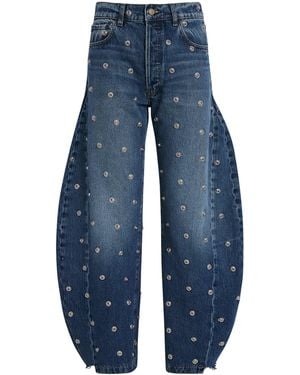 A.W.A.K.E. MODE Studded Barrel-Leg Jeans - Blue