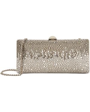 Rodo Silk Satin Crystal-Embellished Clutch Bag - Metallic