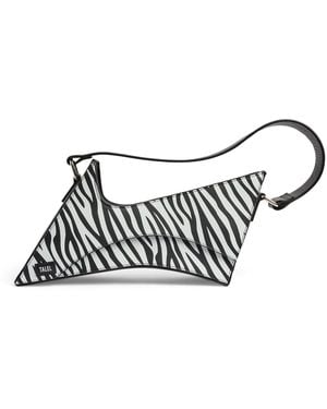 TALEL PARIS Leather Zebra Wave Shoulder Bag - White