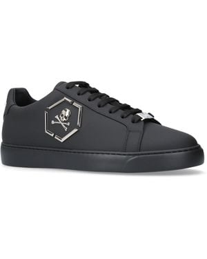 Philipp Plein Hexagonal Skull Logo Trainers - Black