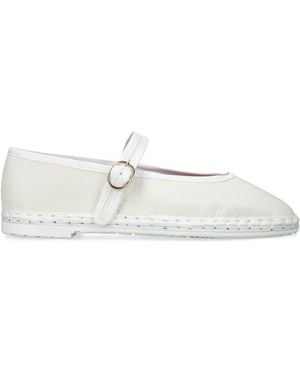 Flabelus Velvet Pierre Mary Janes - White