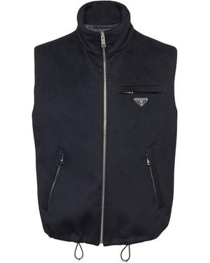 Prada Triangle-Logo Cashmere Gilet - Blue