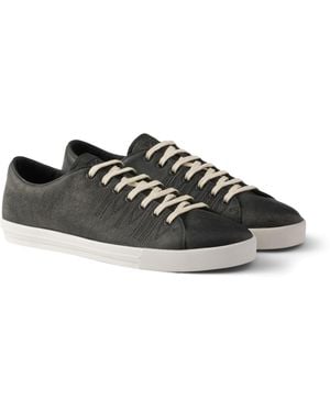 Prada Leather Aged Low-Top Sneakers - Black