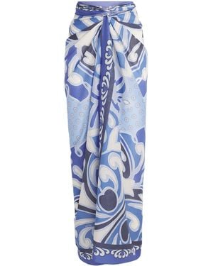 La DoubleJ Cotton Pareo Midi Skirt - Blue