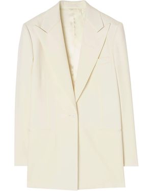 Burberry Wool Grain De Poudre Pinstripe Jacket - White