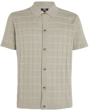 PAIGE Cotton-Linen Striped Polo Shirt - Grey