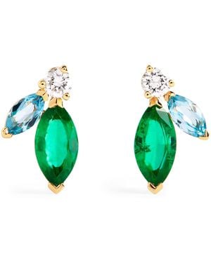 Emily P. Wheeler Mini, Diamond, Emerald And Topaz Pollack Earrings - Green