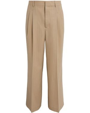 Ami Paris Virgin Wool Pinstripe Trousers - Natural