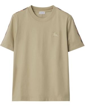 Burberry Check-Trim Ekd T-Shirt - Natural