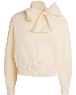 Claudie Pierlot Cotton Tie-Detail Blouse - Natural