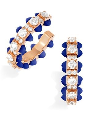 Marli New York Diamond And Lapis Lazuli Tip-Top Hoop Earrings - Blue