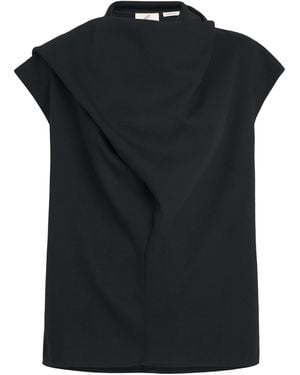 BITE STUDIOS Wool Draped Top - Black