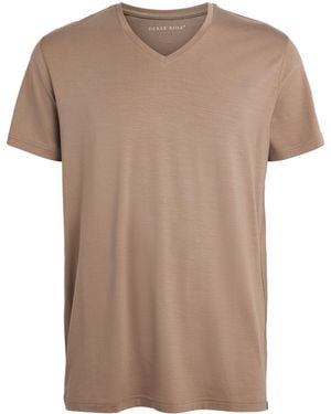 Derek Rose Basel V-Neck Lounge T-Shirt - Brown