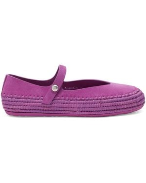 Loewe X Paula's Ibiza Suede-Raffia Rio Mary Janes - Purple