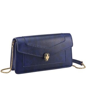 BVLGARI Karung Leather Serpenti Forever Chain Pochette - Blue