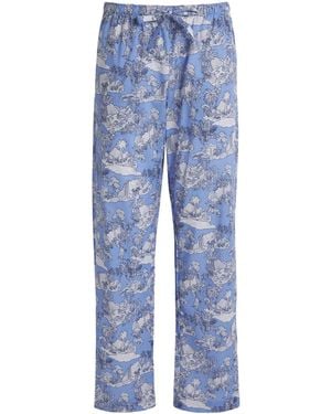 Derek Rose Cotton Printed Pyjama Bottoms - Blue