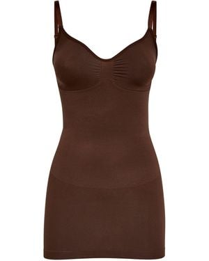 Skims Seamless Sculpt Slip Dress - Brown