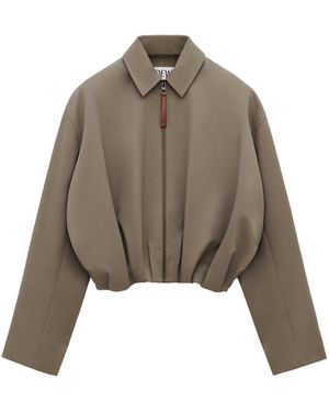 Loewe Cotton-Silk Draped Jacket - Brown