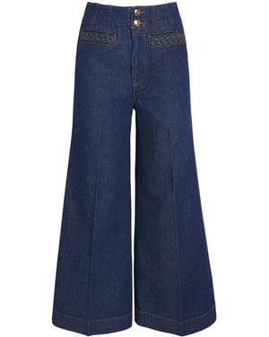Zimmermann Cropped Aster Flared Jeans - Blue