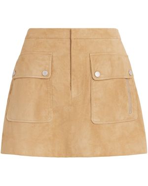 FRAME Suede The Safari Mini Skirt - Natural