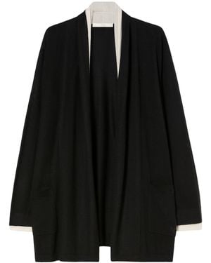 Marina Rinaldi Wool-Silk Waterfall Cardigan - Black