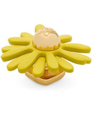 Loewe X Paula's Ibiza Leather-Trim Flower Pin - Yellow
