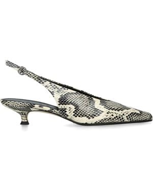 Aeyde Snakeskin-Effect Camila Slingback Pumps 35 - Metallic