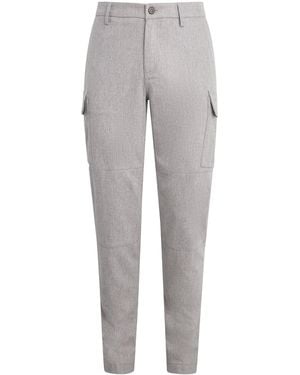 Eleventy Wool-Cashmere Cargo Trousers - Grey
