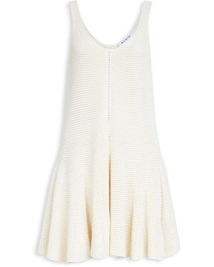 Alaïa Silk Waffle-Knit Godet Mini Dress - White