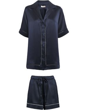 Olivia Von Halle Silk Marlene Pyjama Set - Blue