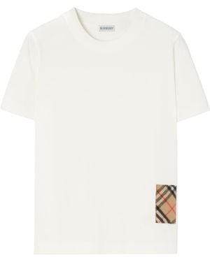 Burberry Cotton Check-Patch T-Shirt - White